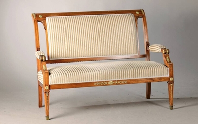 bench, Empire style, around 1900, mahogany, brass...