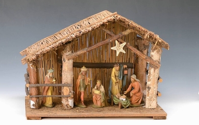 crib with figurines, Southern Germany or SouthTirol,...
