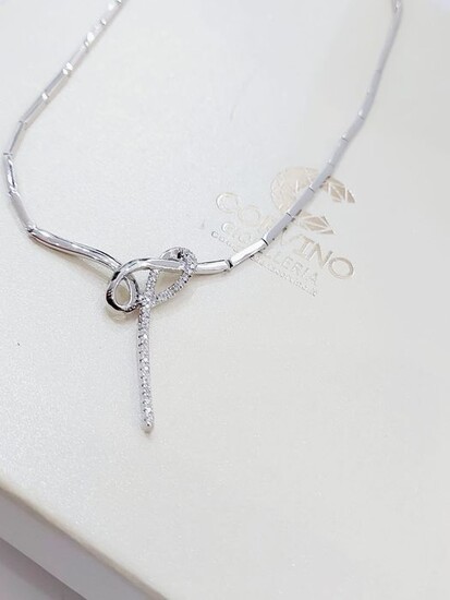 gioielli Corvino collier matrimonio girocollo - 18 kt. White gold - Necklace with pendant - 0.50 ct Diamond