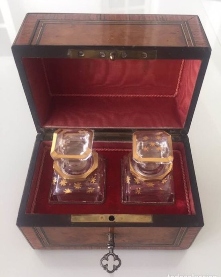 perfumer (1) - Napoleon III Style - Brass, Glass, Rosewood, Silk, Wood, Baccarat - mid 19th century