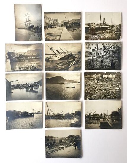 10. ARCHIVE COLLECTION OF 13 PHOTOGRAPHS FROM 1906 HONG KONG TYPHOON