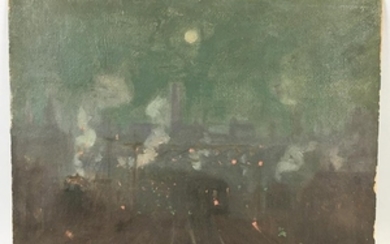 Arthur Clifton Goodwin (American, 1864-1929) Train Station at Night