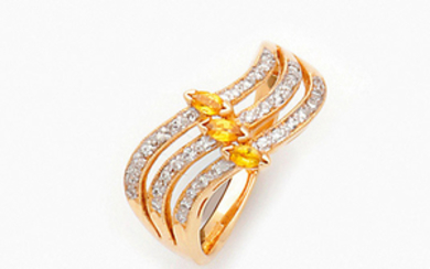 Moderner Topas Diamantring Gelbgold, gest. 585. Au…