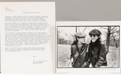 Ono, Yoko (b. 1933) Signed Correspondence Sent to President Ronald Reagan Regarding Establishing Strawberry Fields in Central Park in M