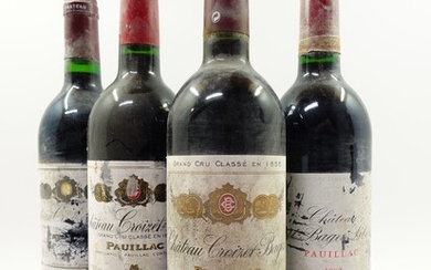 12 bouteilles 5 bts : CHÂTEAU HAUT BAGES LIBERAL 1992 5è GC Pauillac (étiquettes abimées,...