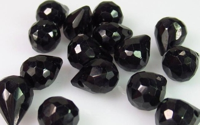 35.81 Ct Genuine 18 Drilled Black Spinel Pear Beads
