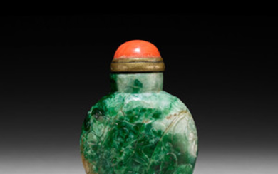 A JADEITE 'FIVE BLESSINGS' SNUFF BOTTLE