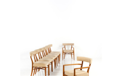 Terence Harold Robsjohn-Gibbings (1905-1976) Suite de six chaises et deux fauteuils