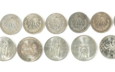 14 MEXICAN SILVER PESO COINS