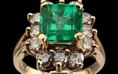 14K Emerald And Diamond Ring