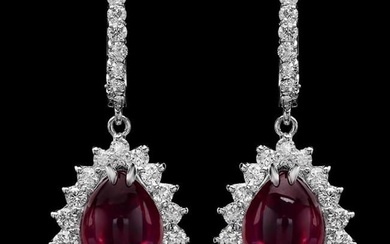 14K Gold 11.08ct Ruby 2.39ct Diamond Earrings