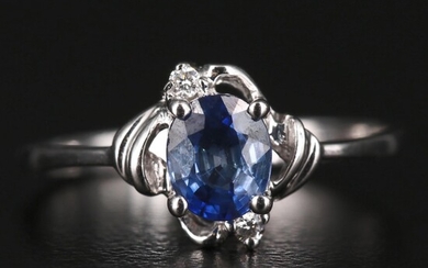 14K Sapphire Ring with Diamond Accents