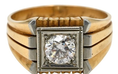 14K Yellow Gold Men's Diamond Ring