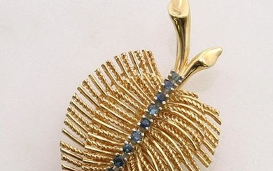 14KY Gold Sapphire Brooch Pin