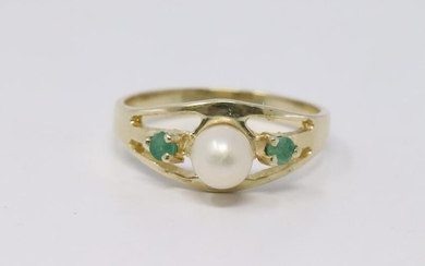 14Kt Pearl | Emerald Ring