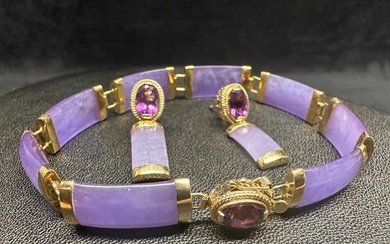 14k Lavender Jade Bracelet Earring Set