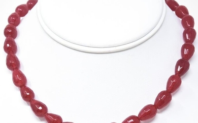 14kt Yellow Gold & 175 Carat Ruby Bead Necklace
