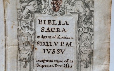 1648 BIBLE ILLUSTRATED in LATIN antique VELLUM BOUND BIBLIA SACRA