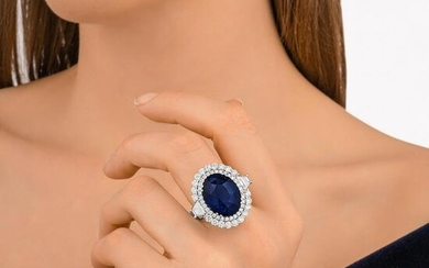 17.46-Carat Ceylon Sapphire and Diamond Ring, GIA Certified