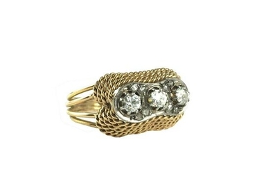 18 K yellow and white gold ring