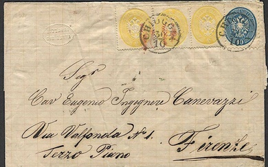 1865, Lombardo Veneto, lettera da Chioggia per Firenze del 30 ottobre 1865