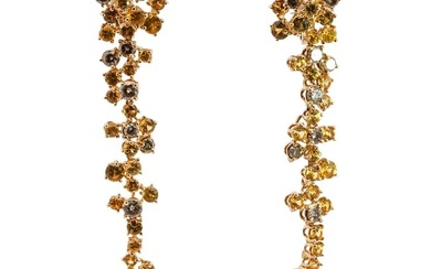 18K Gold Yellow Sapphire & Diamond Earrings