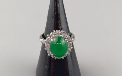 18K jade ring with sapphires.