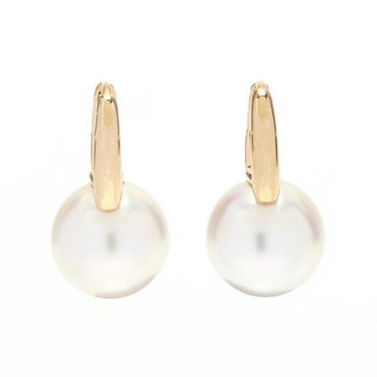 18KT Gold and South Sea Pearl Earrings, Mikimoto