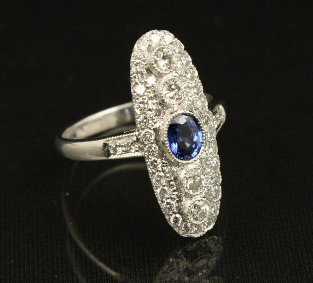 18k Diamond and blue sapphire ring
