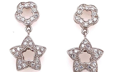 18k White Sapphire Star Earrings