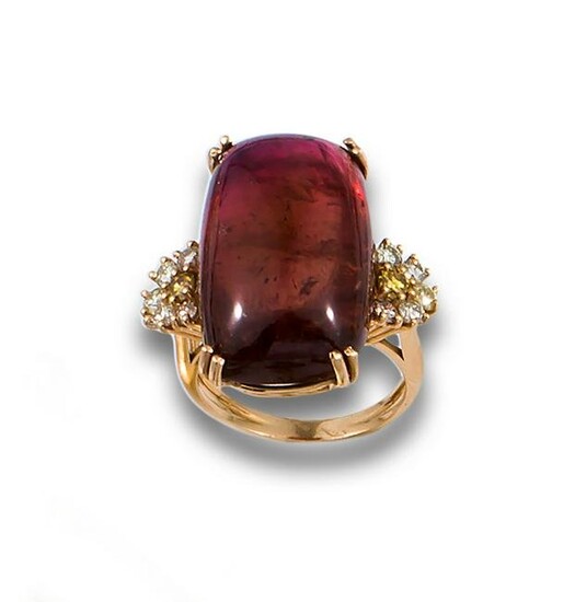 18kt. rose gold ring comprising a central tourmaline