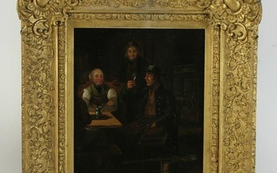 18thC Dutch School Tavern Scene, Oil on Board