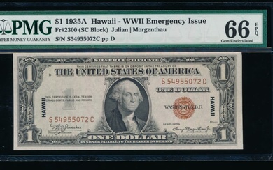 1935A $1 Hawaii Silver Certificate PMG 66EPQ