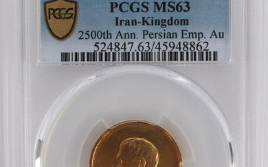 1971 IRAN 2500TH ANN GOLD MEDAL COIN PCGS MS63