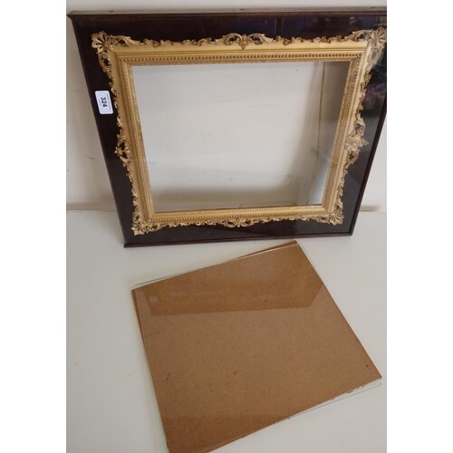 19th c gilt wood and Gesso picture frame with pierced and sc...
