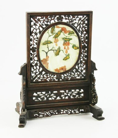 19th/20thC Chinese Carved Hardwood Table Screen