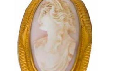 19thc Classical Cameo Gold Brooch Pendant