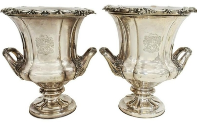 (2) ENGLISH HENEAGE SILVER PLATE WINE COOLERS