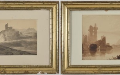 2 Early 19th century British school drawings. 1) Signed and dated 1829 front and back. "Vico Varo N.