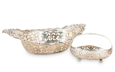 (2 Pc) Gorham Sterling Silver Basket Dish And Bowl