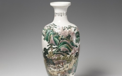 A large famille verte vase. 20th century