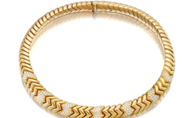 An 18k gold and diamond "Spiga" collar,, Bulgari