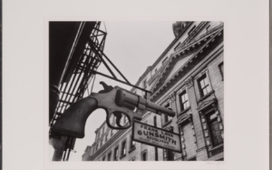 ABBOTT, BERENICE (1898-1991) Gunsmith and Police Department, 6 Centre Market Place, Manhattan