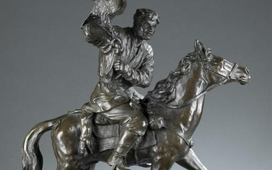 After C. Fratin, Falconer on Horseback, bronze.