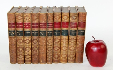 Antique 10 leather bound books by Lord Lytton