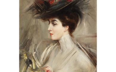 AtTribu Giovanni Boldini (1842-1931) Lina Cavalieri Oil on panel; signature...