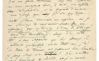 BAUDELAIRE, Charles (1821-1867). Lettre autographe signée à Noël Parfait. [Bruxelles :] jeudi 16 [juin 1864], midi.