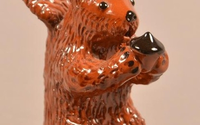 Breininger Redware Pottery Squirrel With Acorn.