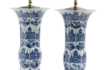 Pair of Chinese Export-Style Beaker Vases