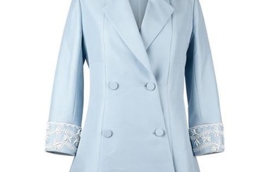 Christian Dior Coat Baby Blue Double Breasted White